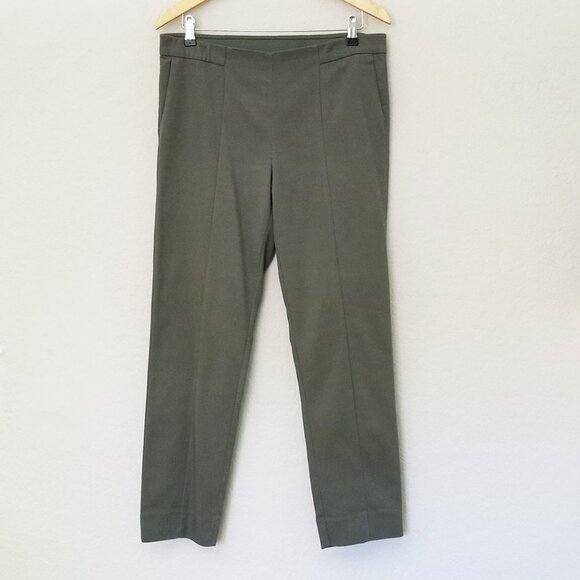 J JILL Essential Slim Ankle Pants 10 Stretch Ponte Elastic Waist Pull On Green - Picture 12 of 13